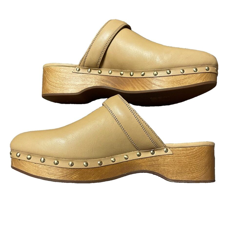 Madewell Cecily Clog Oiled Leather Women’s Size 10 Dried Straw Tan Slip On EUC
